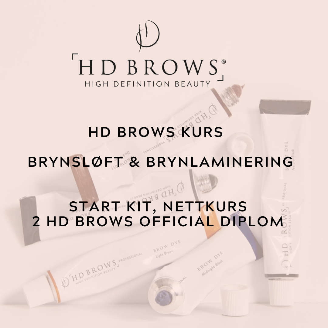 HD Brows: Brynsløft og Brynlaminering nettkurs, startkit og diplom pakketilbud