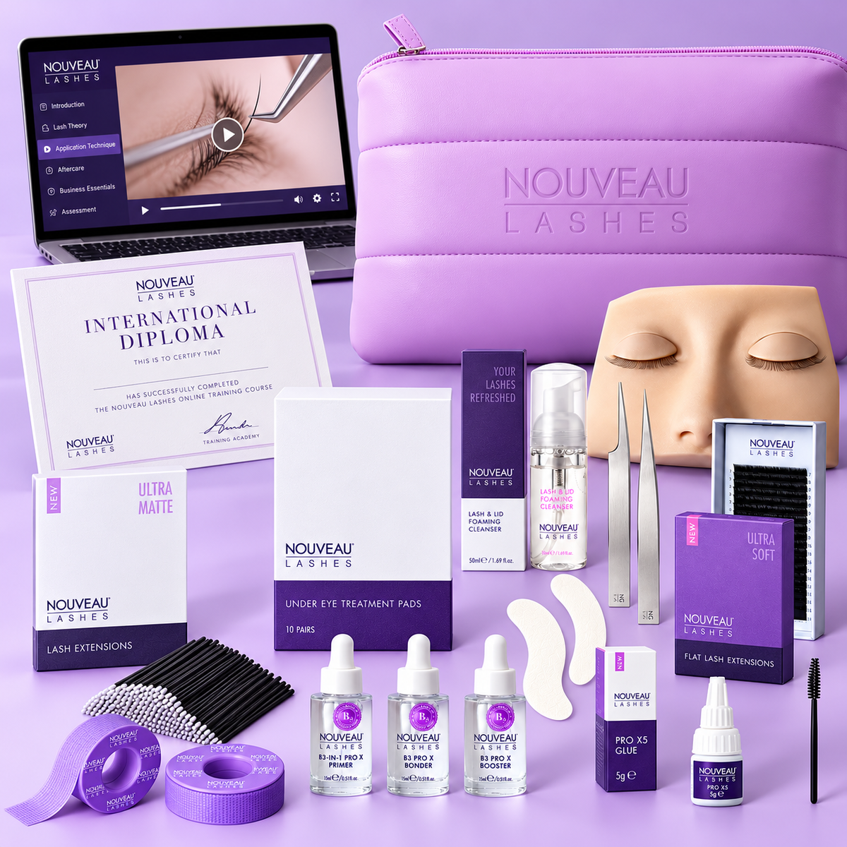 Nouveau Lashes: Klassisk Vippe-extensions Start Kit plus Kurs og Diplom