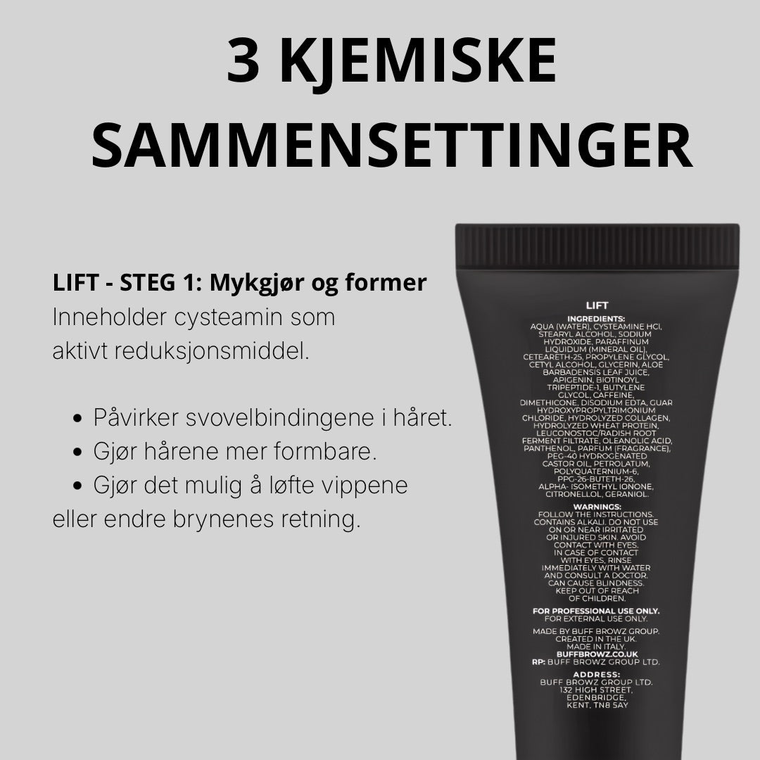Buff Browz: Cysteamine Brynlaminering & Vippeløft System
